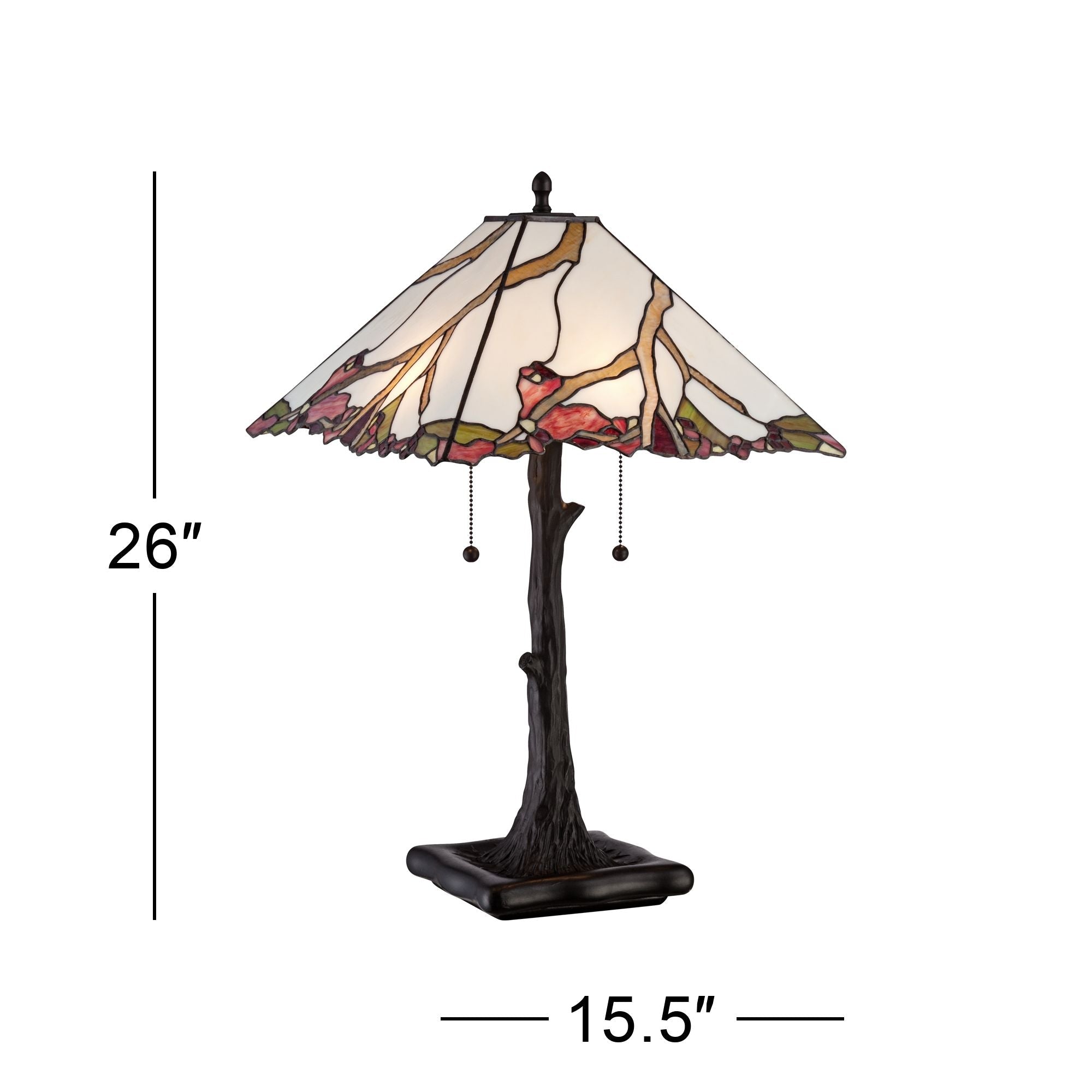 Robert Louis  Table Lamp 26" High Dark Bronze Cherry Blossom Stained Glass Shade for Living Room Family Bedroom Bedside Nightstand