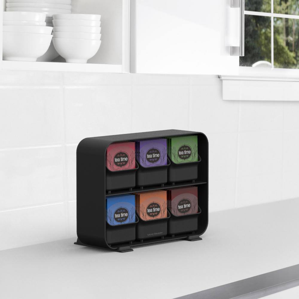 Mind Reader Clutch 6-Drawer 90-Bag Black Tea Bag Holder STBORG-BLK