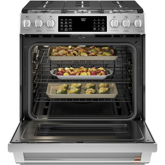 GE Café 30quot 56 cu ft SlideIn Front Control Gas Oven  CCGS700P2MS1