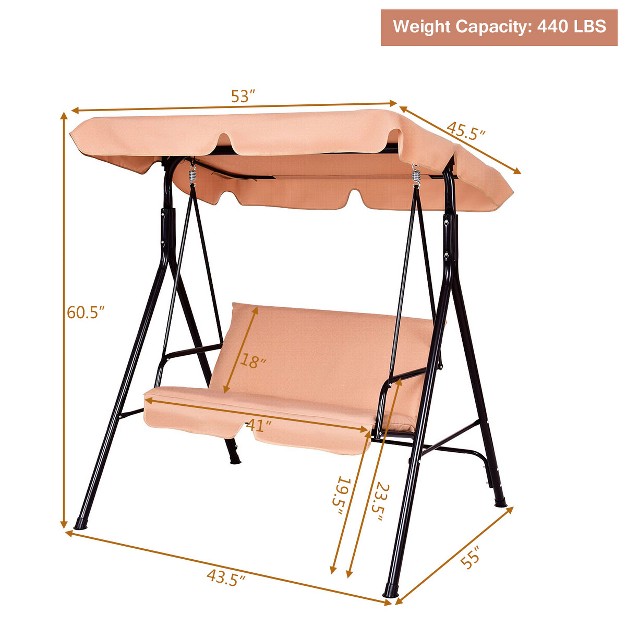 Costway Loveseat Patio Canopy Swing Glider Hammock Cushioned Steel Frame Outdoor