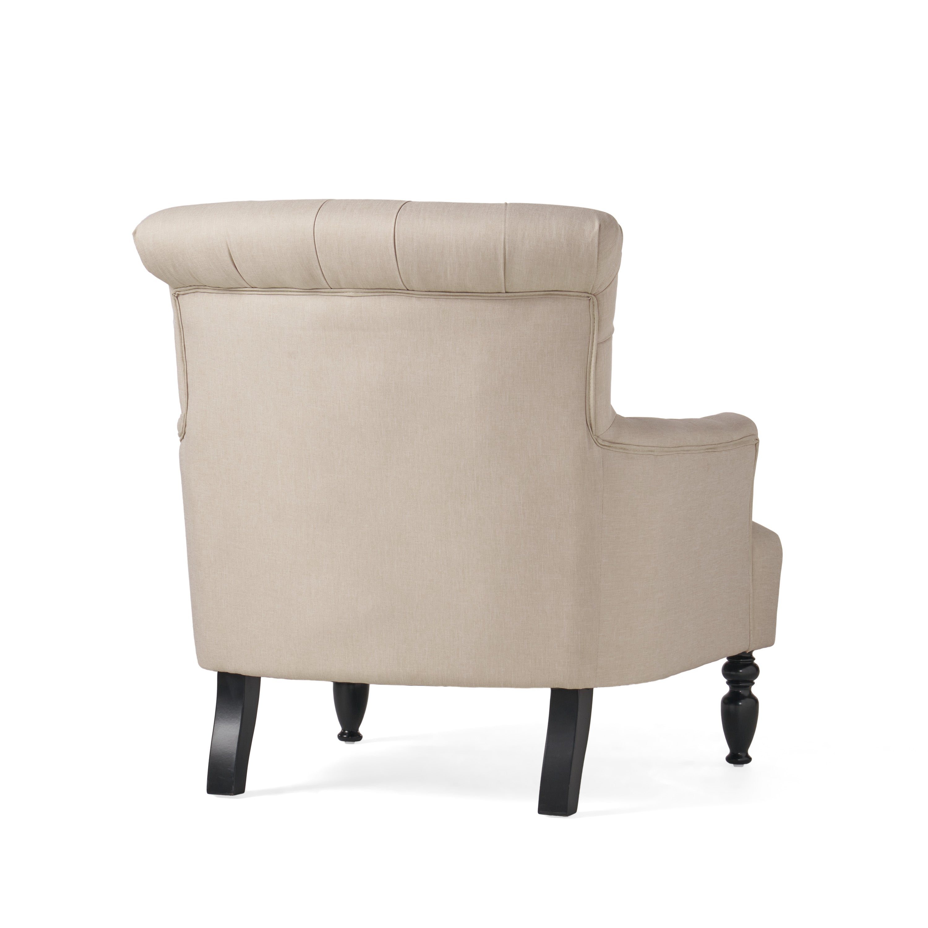 Harvey Contemporary Button-Tufted Fabric Club Chair with Rolled Backrest