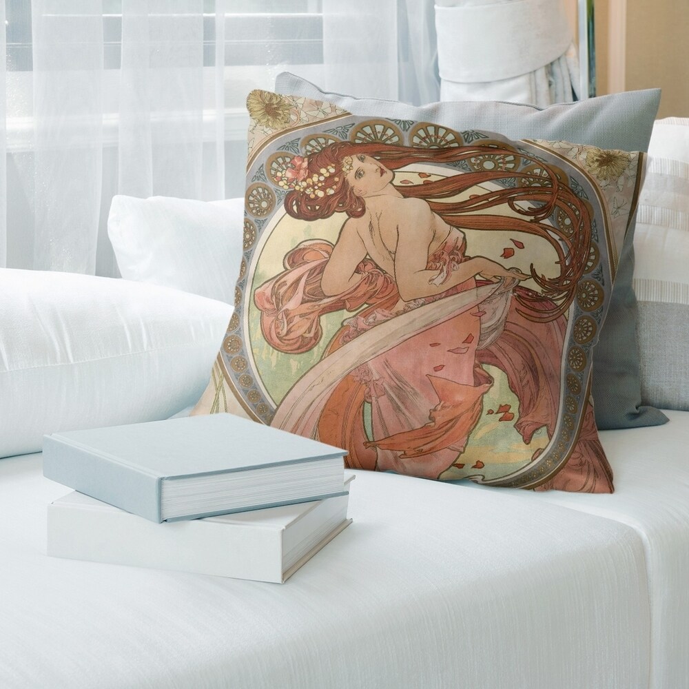 Porch   Den Alphonse Mucha 'The Dance' Throw Pillow