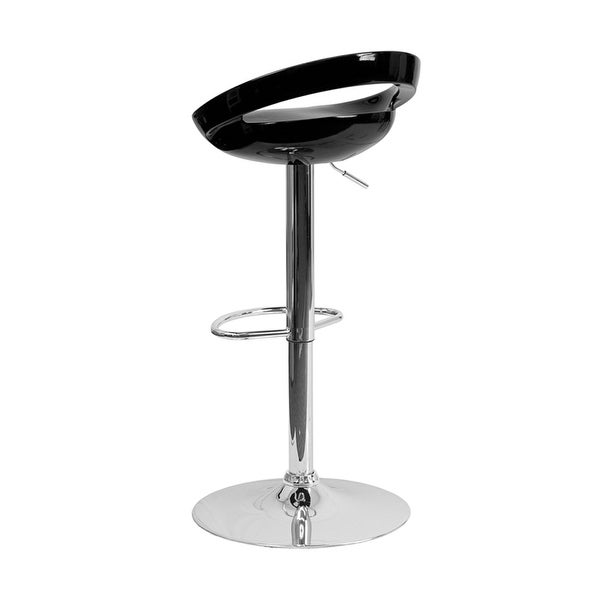 Offex Contemporary Black Plastic Adjustable Height Bar Stool With Chrome Base[OF-CH-TC3-1062-BK-GG]