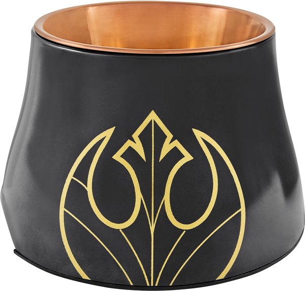 STAR WARS REBEL ICON Elevated Melamine Stainless Steel Dog and Cat Bowl， Black， 1.5 Cup