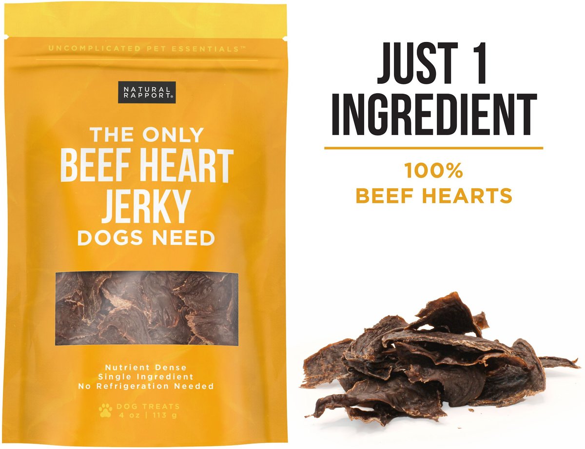 Natural Rapport The Only Beef Heart Jerky Dog Treats， 4-oz bag