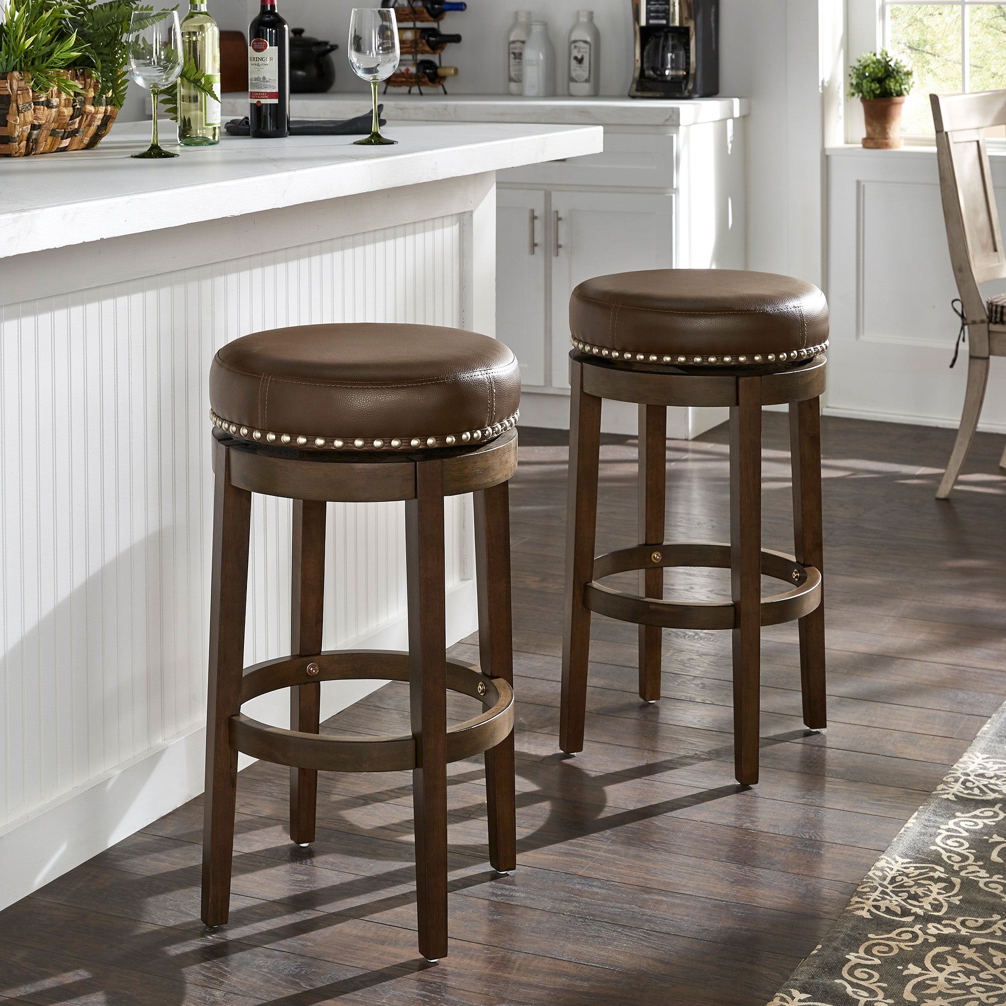 Westby Vinyl Backless Swivel Stools (Set of 2) by iNSPIRE Q Classic