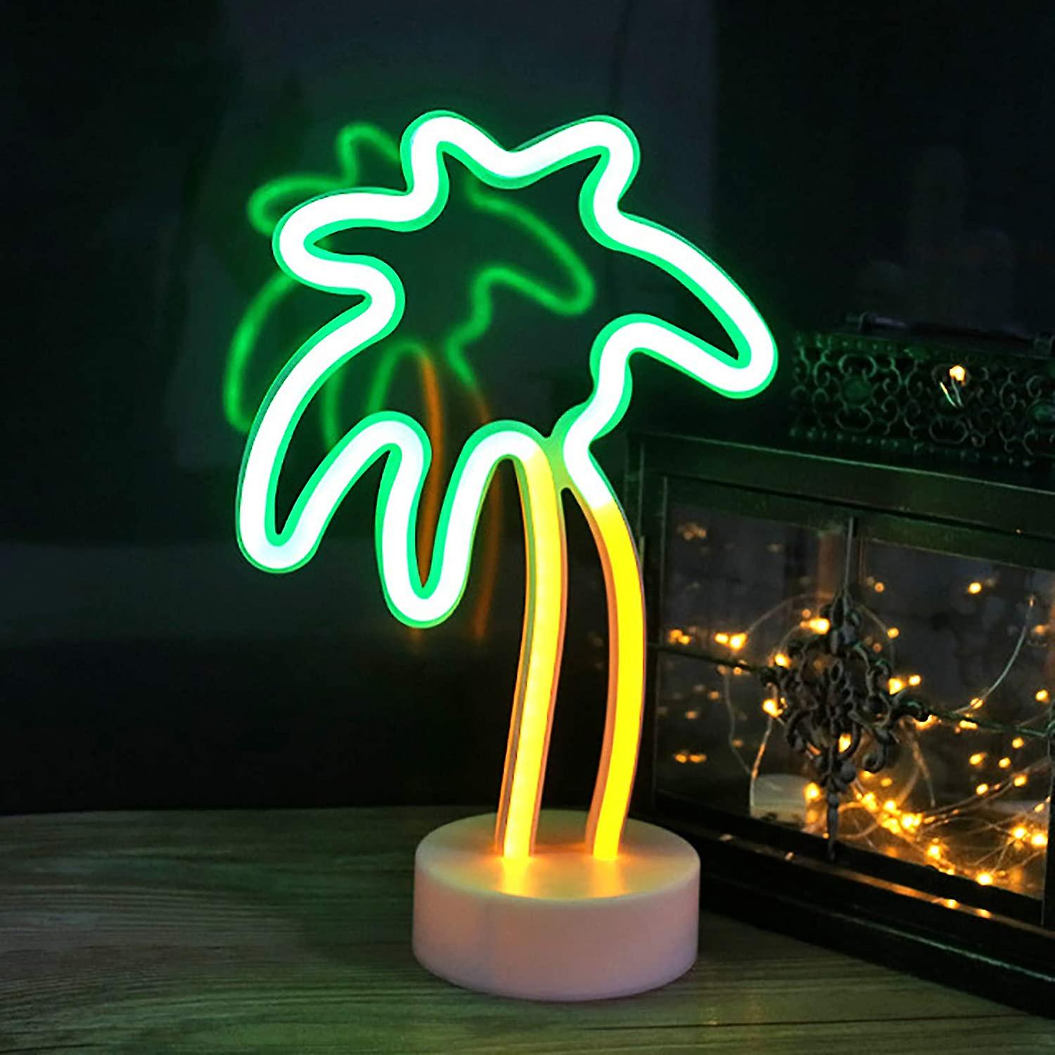 Night Light Neon Light Sign， Led Coconut Tree Night Light Signs， Neon Usb/battery Operated Wall Decor For Party Birthday， Kid's Room， Wedding， Christm