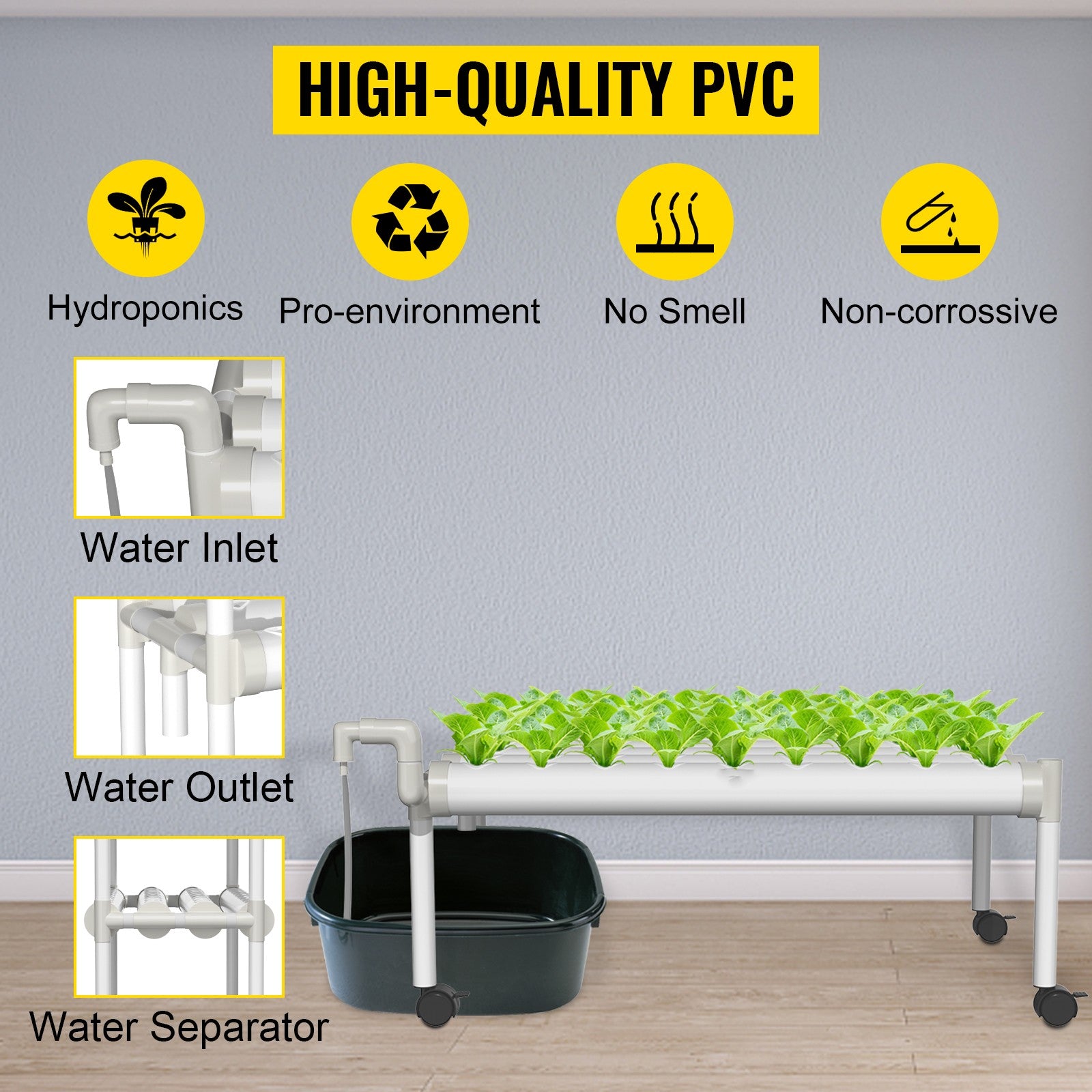 BENTISM Hydroponic Grow Kit Hydroponics System 54 Plant Sites 1 Layer 6 Pipes