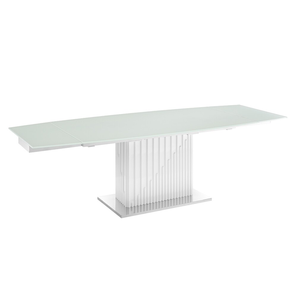 MOON dining table with high gloss white lacquer base.