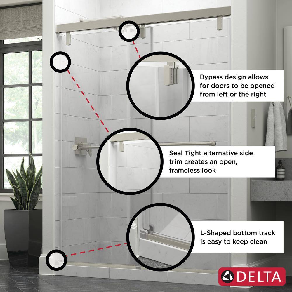 Delta Lyndall 60 x 59-14 in. Frameless Mod Soft-Close Sliding Bathtub Door in Chrome with 14 in. (6mm) Clear Glass SD3442321