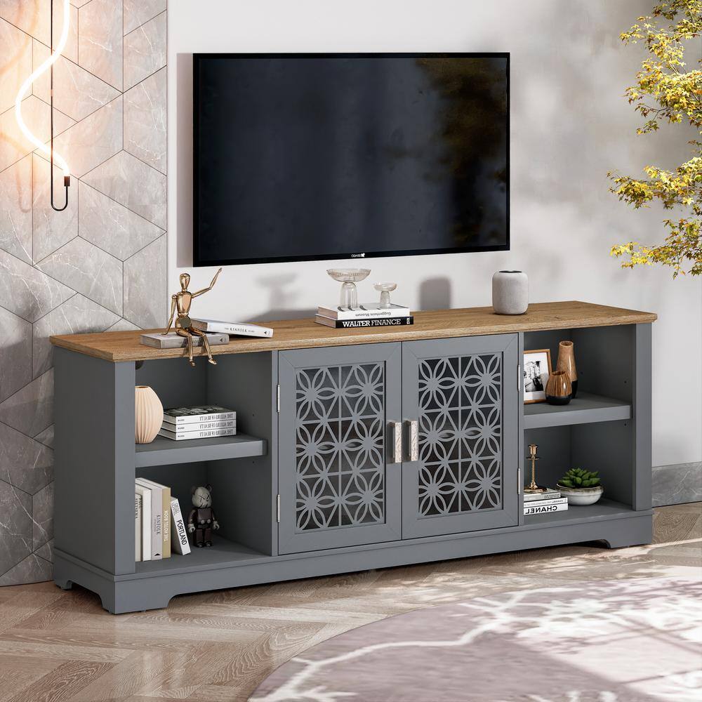 FESTIVO 70 in. Gray Tv Stand for Tvs up to 75 in. FTS21912