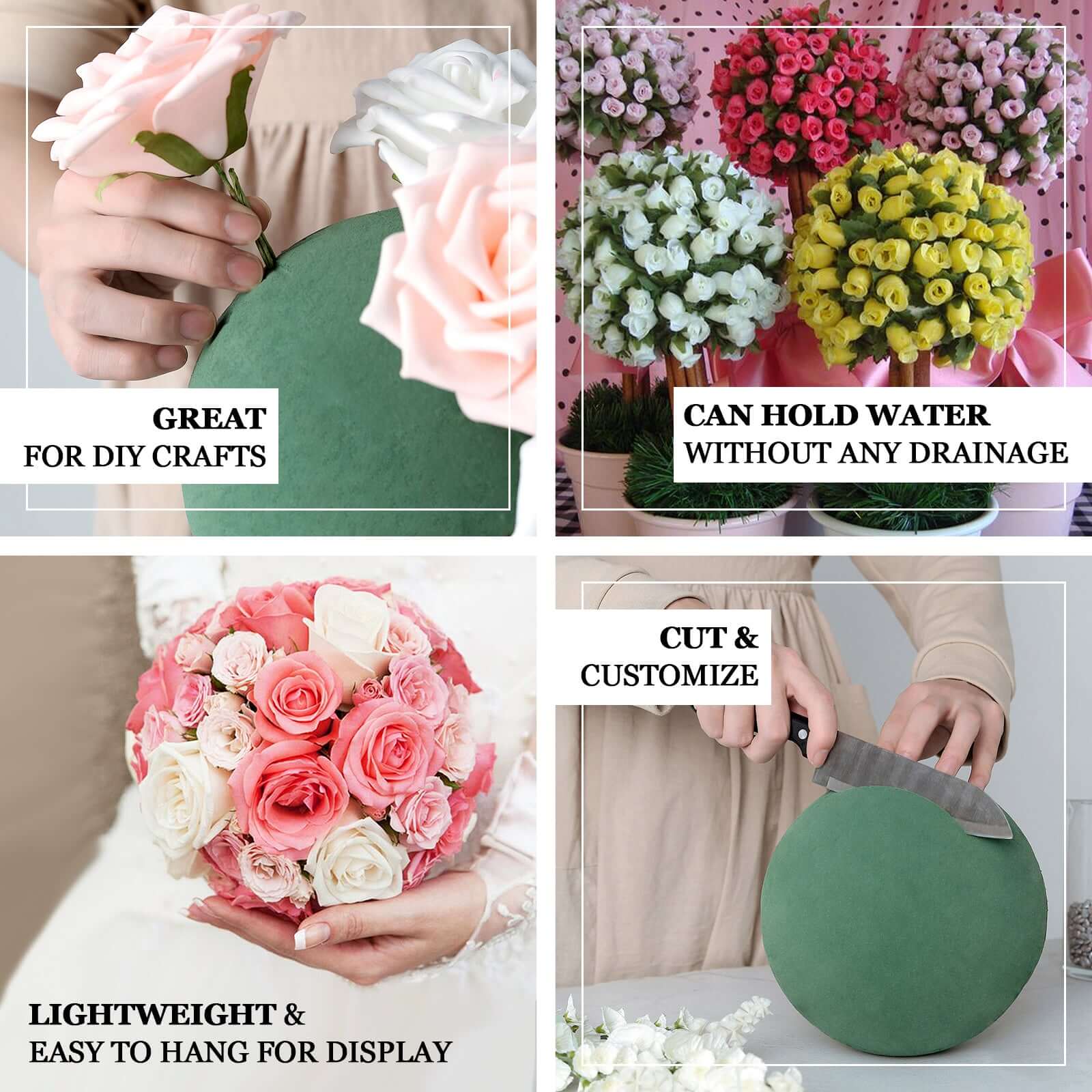 Green DIY Flower Arrangements Craft Foam Ball, Smooth Floral Foam Ball 8