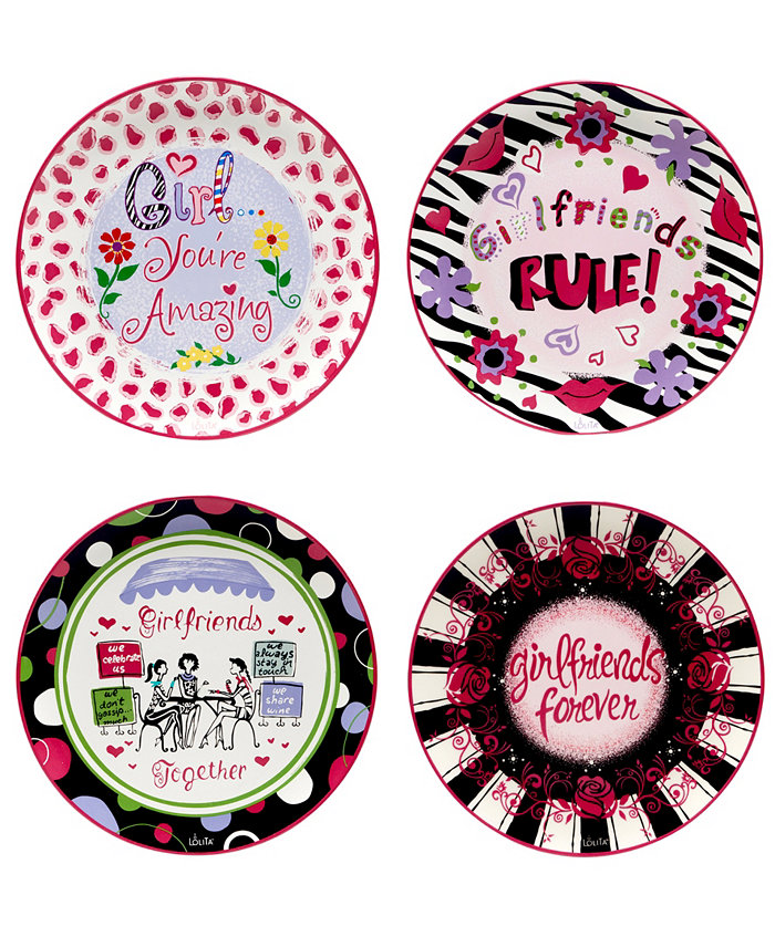 Certified International Lolita Girlfriends Together 4 Piece Dessert Plate