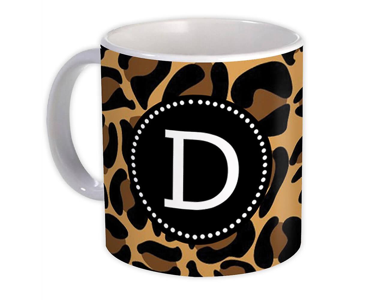 Gift Mug: Monogram Letter D Leopard