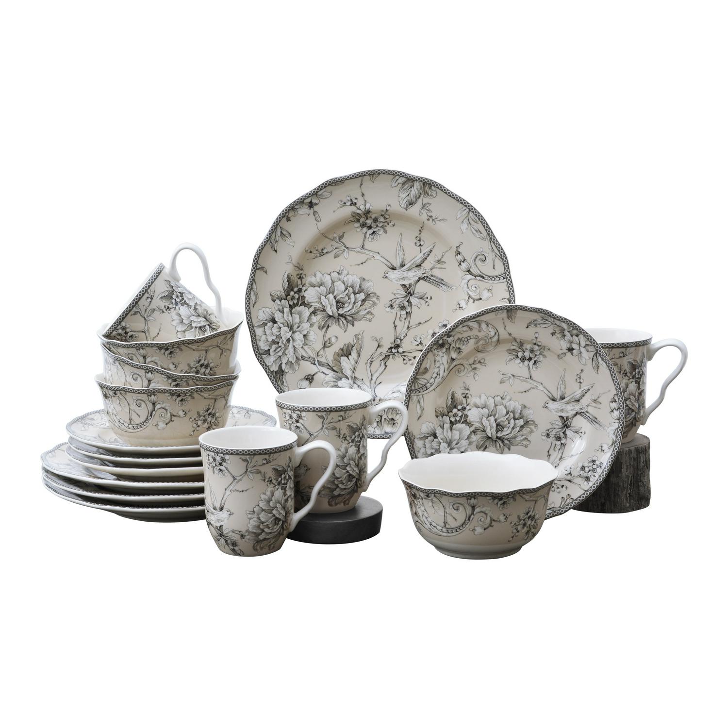 222 Fifth Adelaide Antique White 16 Piece Dinnerware Set  Crowdfused