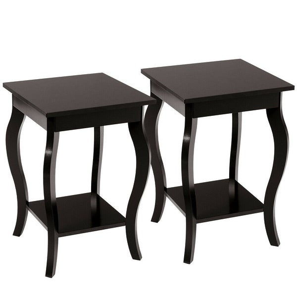 Set of 2 Side Table End Table Night Stand with Shelf - 16