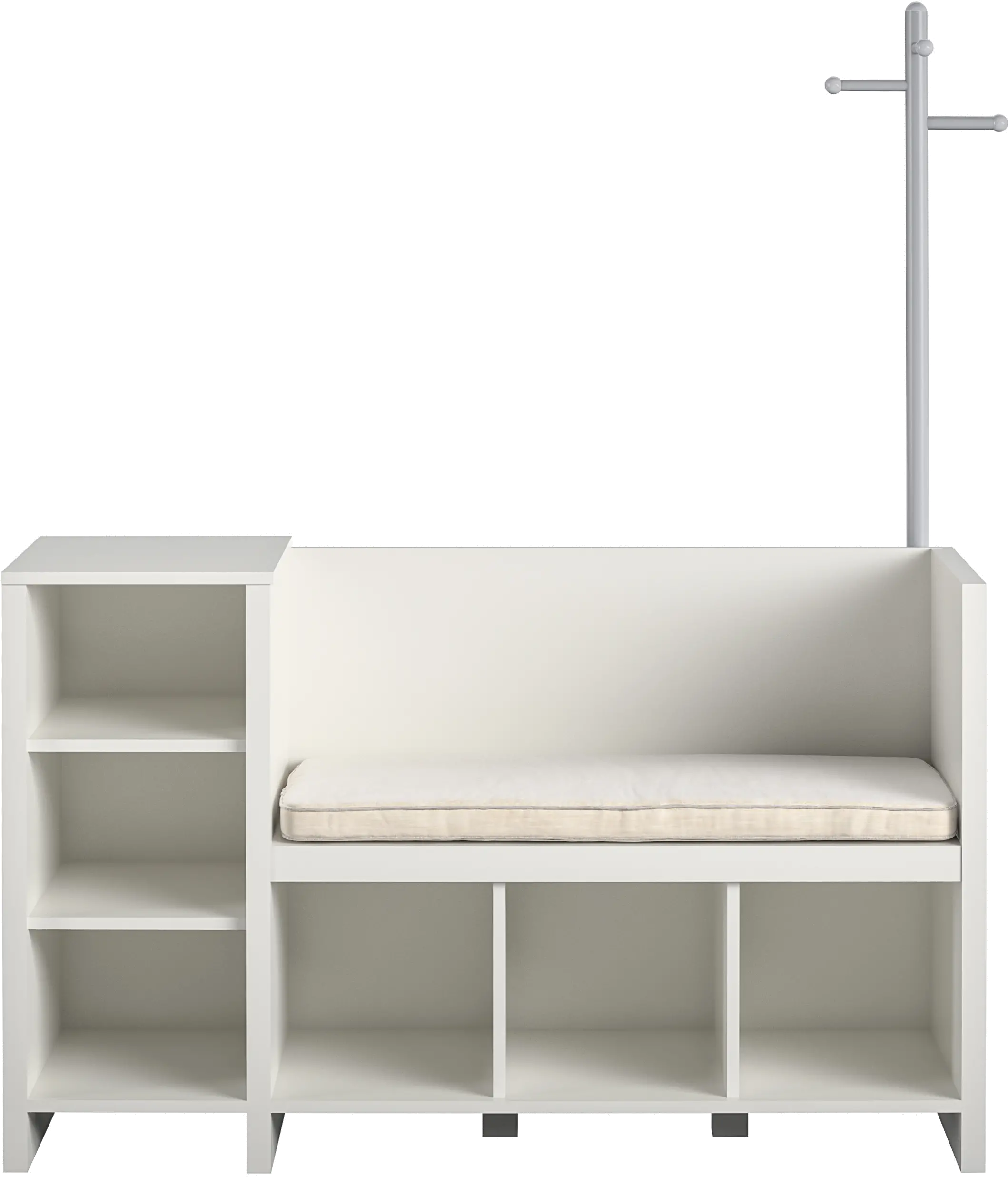 Tyler Kids White Storage Bench and Coat Rack