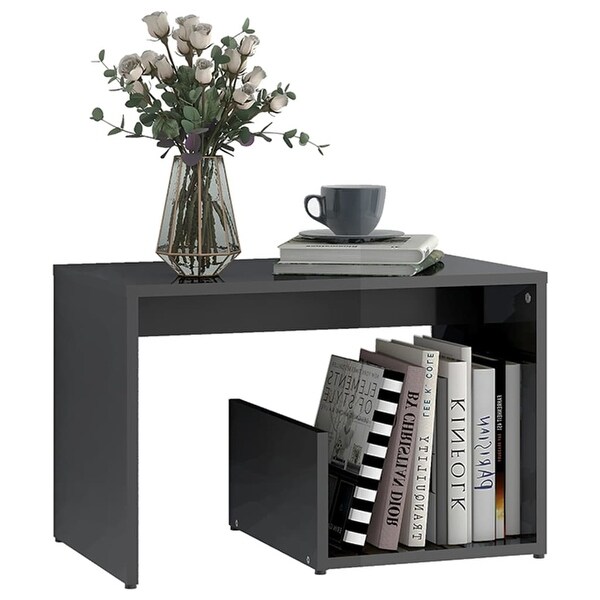 vidaXL Side Table High Gloss Gray 23.2