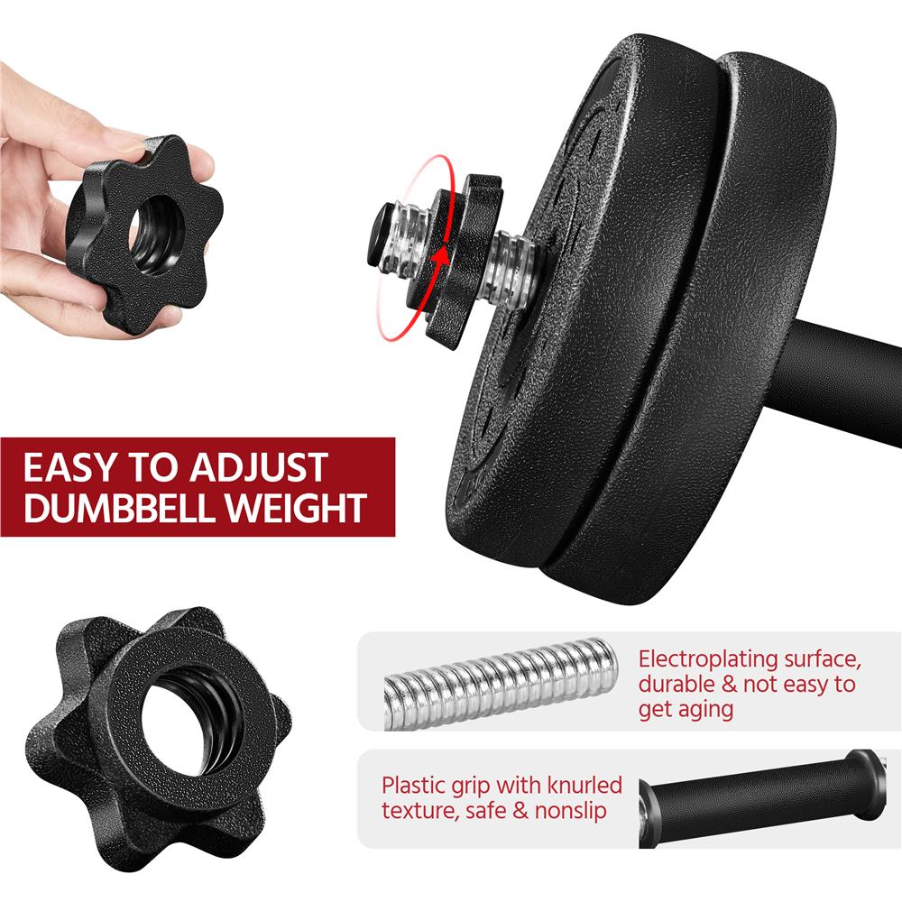 SmileMart Adjustable Dumbbell Set for Home and Gym Exercise， Black， 44 Lb