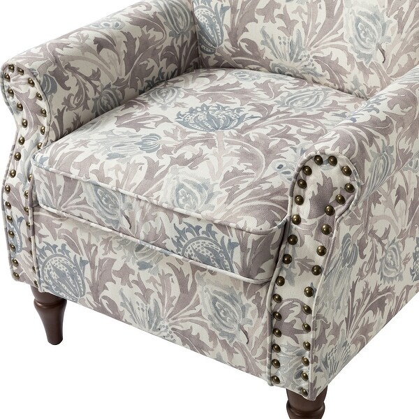 Nyctelius Traditional Nailhead Trim Accent Armchair with Floral Pattern Set of 2 by HULALA HOME