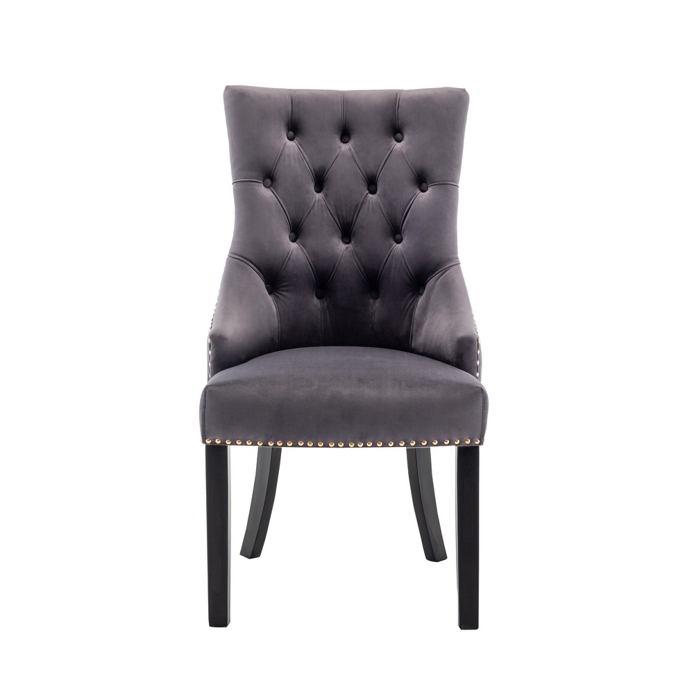 Porthos Home Dev Tufted Velvet Dining Chairs with Rubberwood Legs  Set of 2