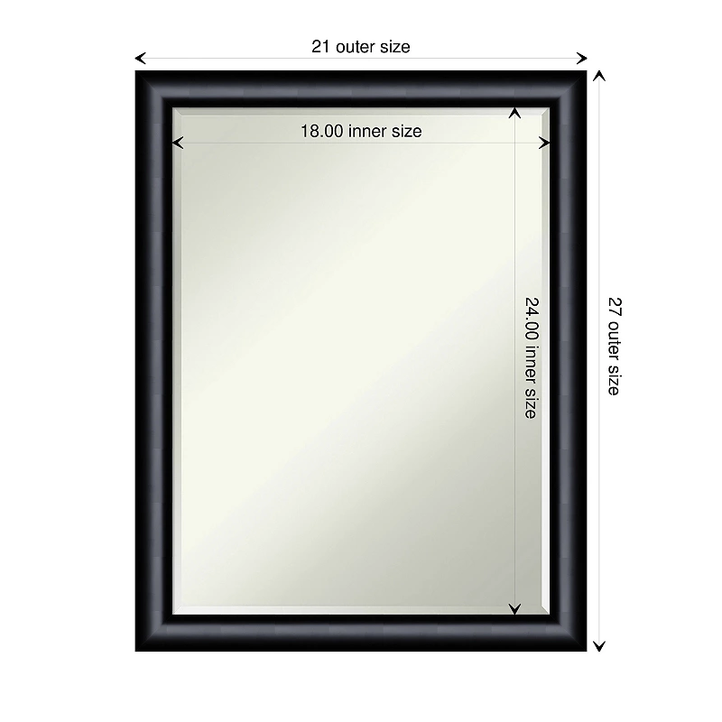 Steinway Black Scoop Petite Bevel Wood Bathroom Wall Mirror