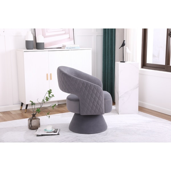 Velvet Swivel Rhombus Accent Chair Armchair， Round Barrel Chair Single Sofa Lounge Chair Barrel Chair for Living Room Bedroom