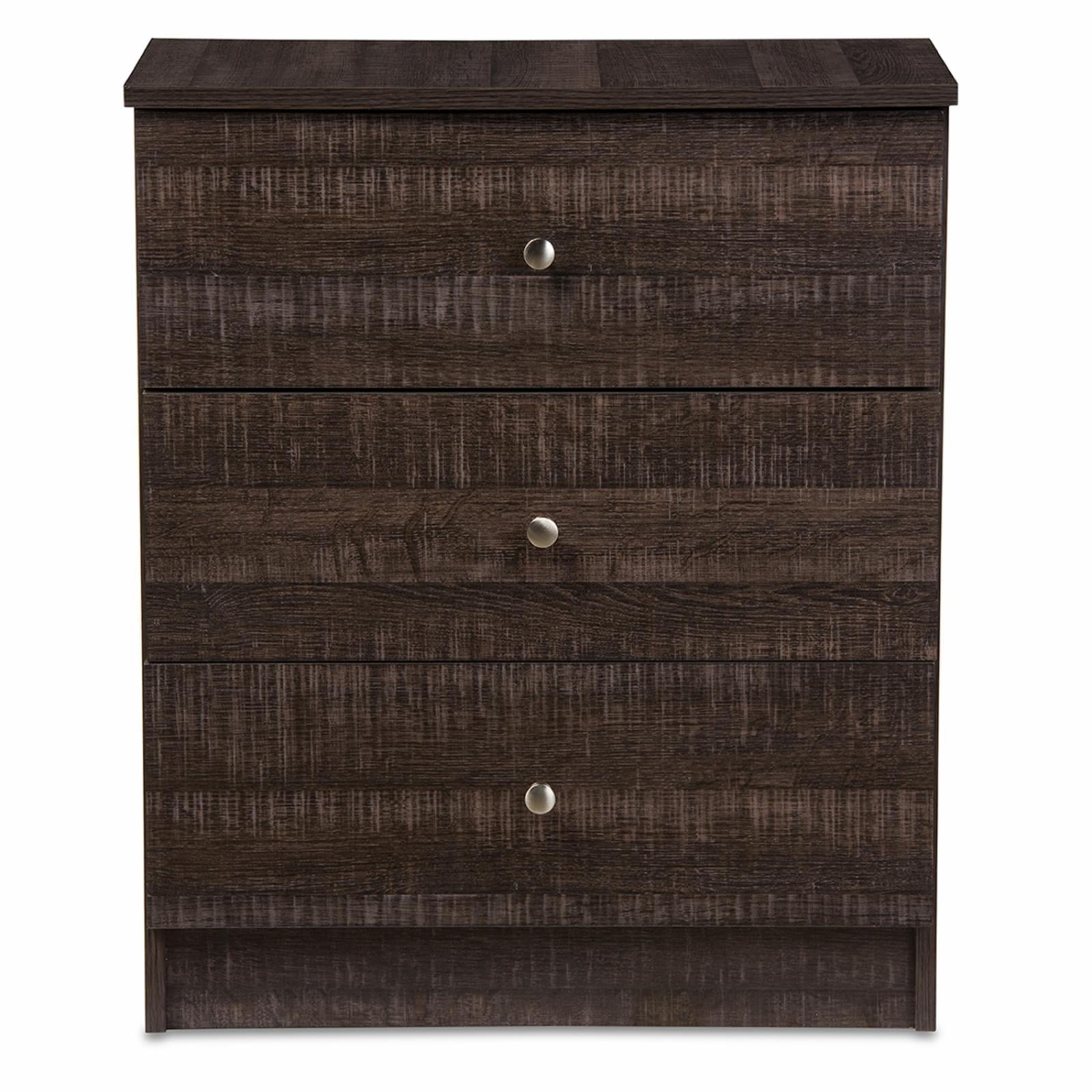 Baxton Studio Decon Modern and  Espresso Brown Wood 3-Drawer Storage Chest