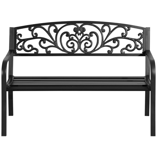 Blossoming Pattern Garden Decorative Patio Park Bench With Beautiful Floral Design amp Relaxing Comfortable Build