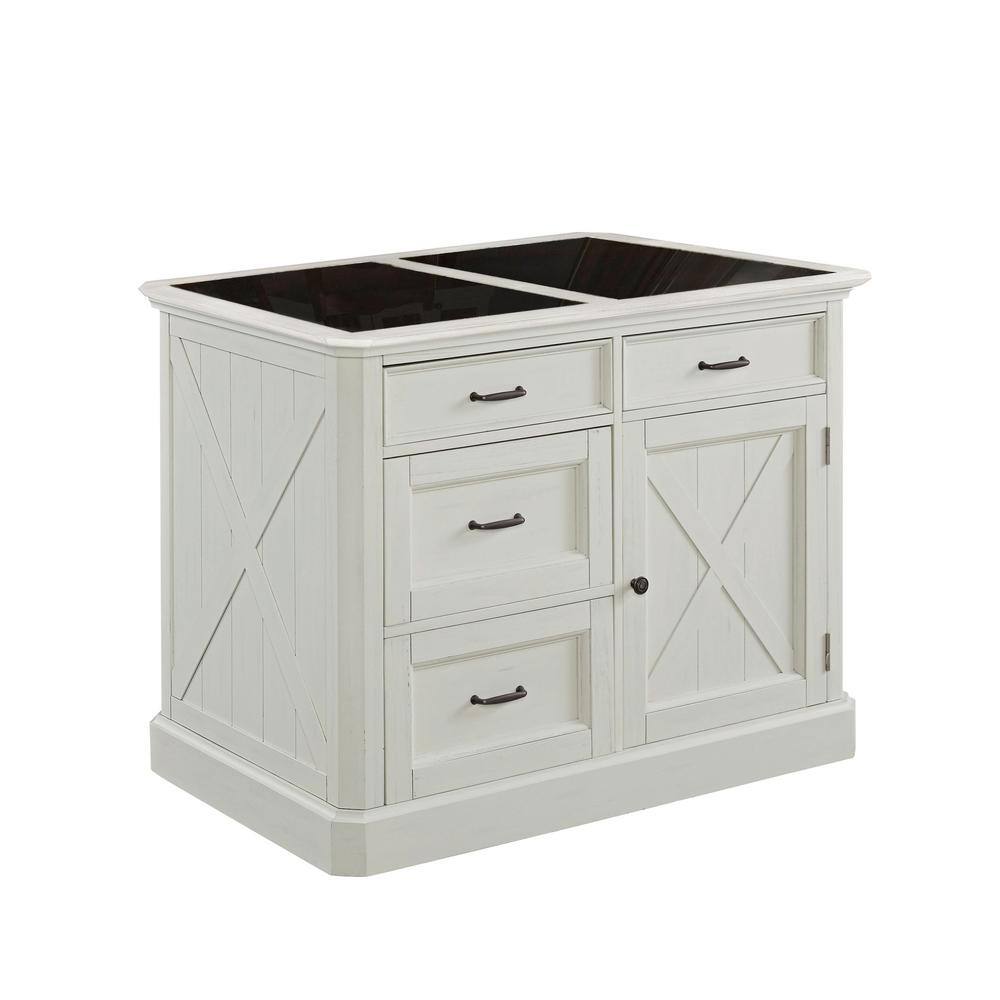 HOMESTYLES Seaside Lodge Hand Rubbed White Kitchen Island with Granite Top 5523-94