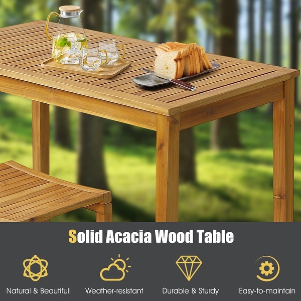 Costway 5 PCS Acacia Wood Bar Table Set 45