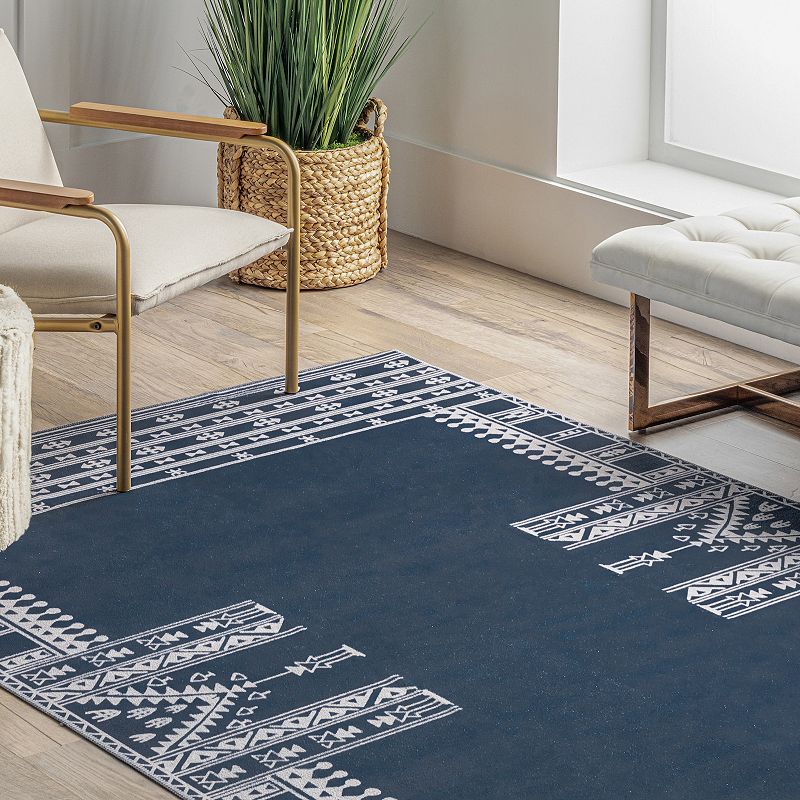 nuLOOM Joelle Machine Washable Tribal Geometric Border Area Rug