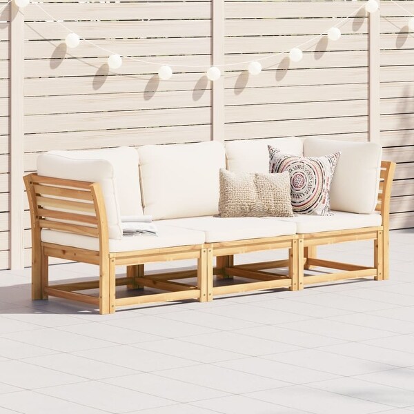 vidaXL Patio Sofa with Cushions 2Seater Outdoor Loveseat Solid Wood Acacia