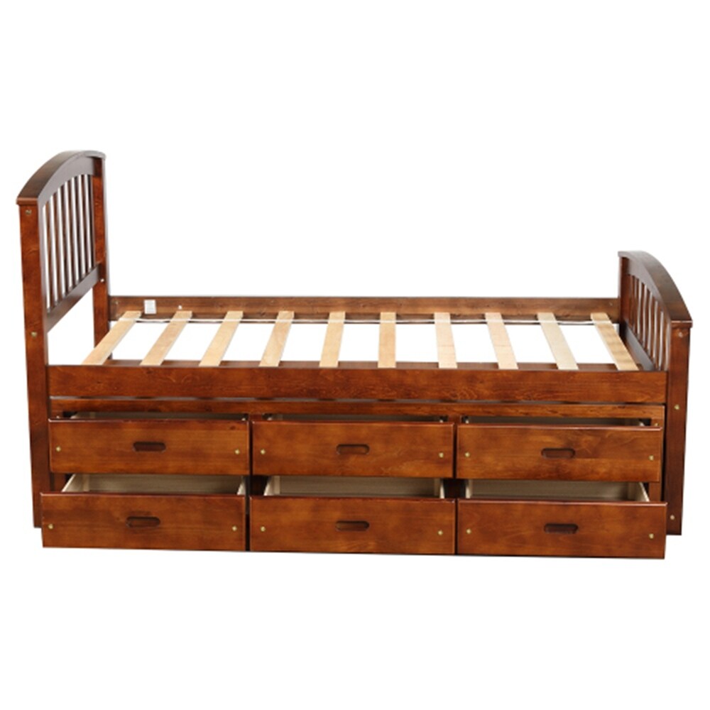 Solid Wood Platform Storage Bed with Drawers