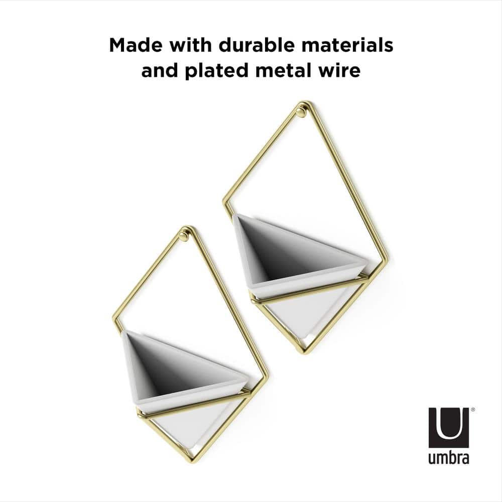 Umbra Trigg Wall Display 2 Small WhiteBrass Ceramic Planter 470753-524