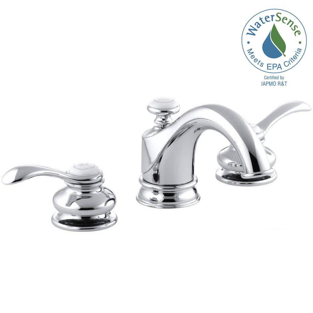 KOHLER Fairfax 8 in Widespread 2Handle LowArc WaterSaving Bathroom Faucet in Polished Chrome with Lever Handles