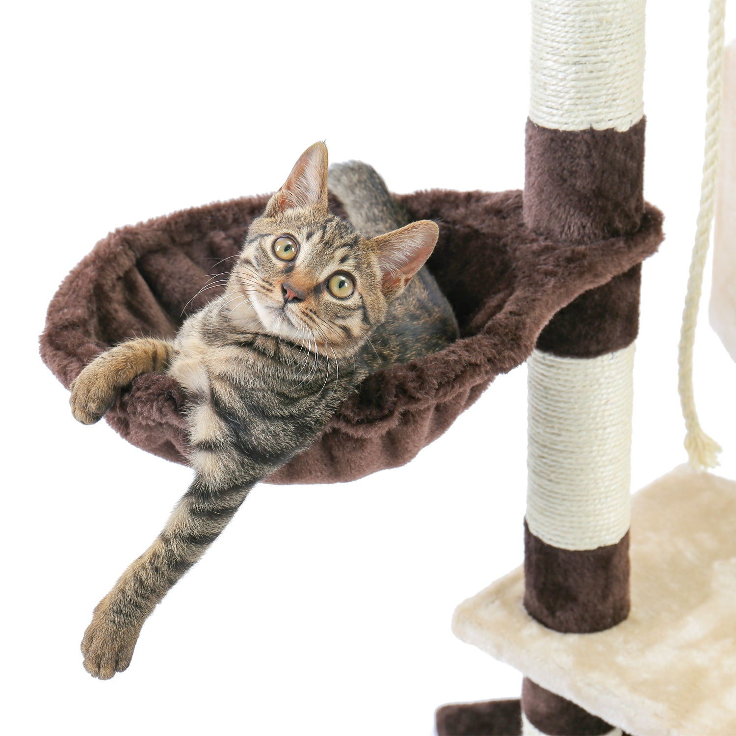 Cat Tree,Kitty Toy Cat Scratching Post Natural Sisals Kitten Activity Tower Condo Stand Luxury Furniture for Small & Medium Cats Beige