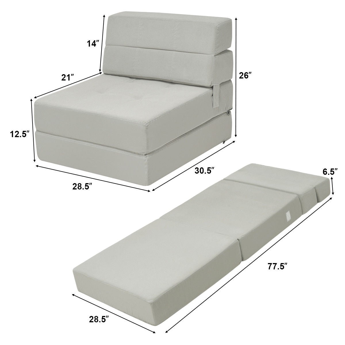 Fold Down Sofa Bed Floor Couch Foam Folding Modern Futon Chaise Lounge