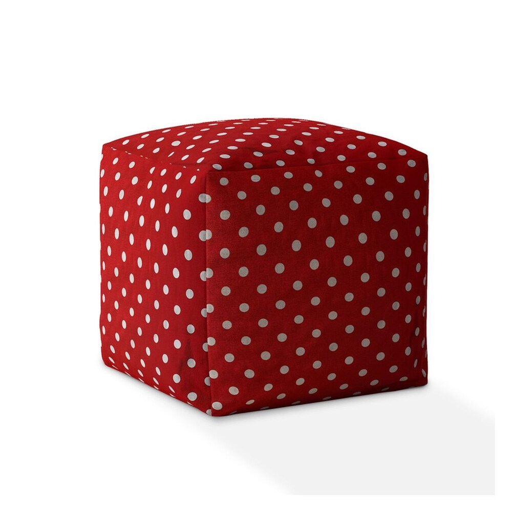 Joita Indoor Retro Polka Square Zipper Pouf Cover Only 17\