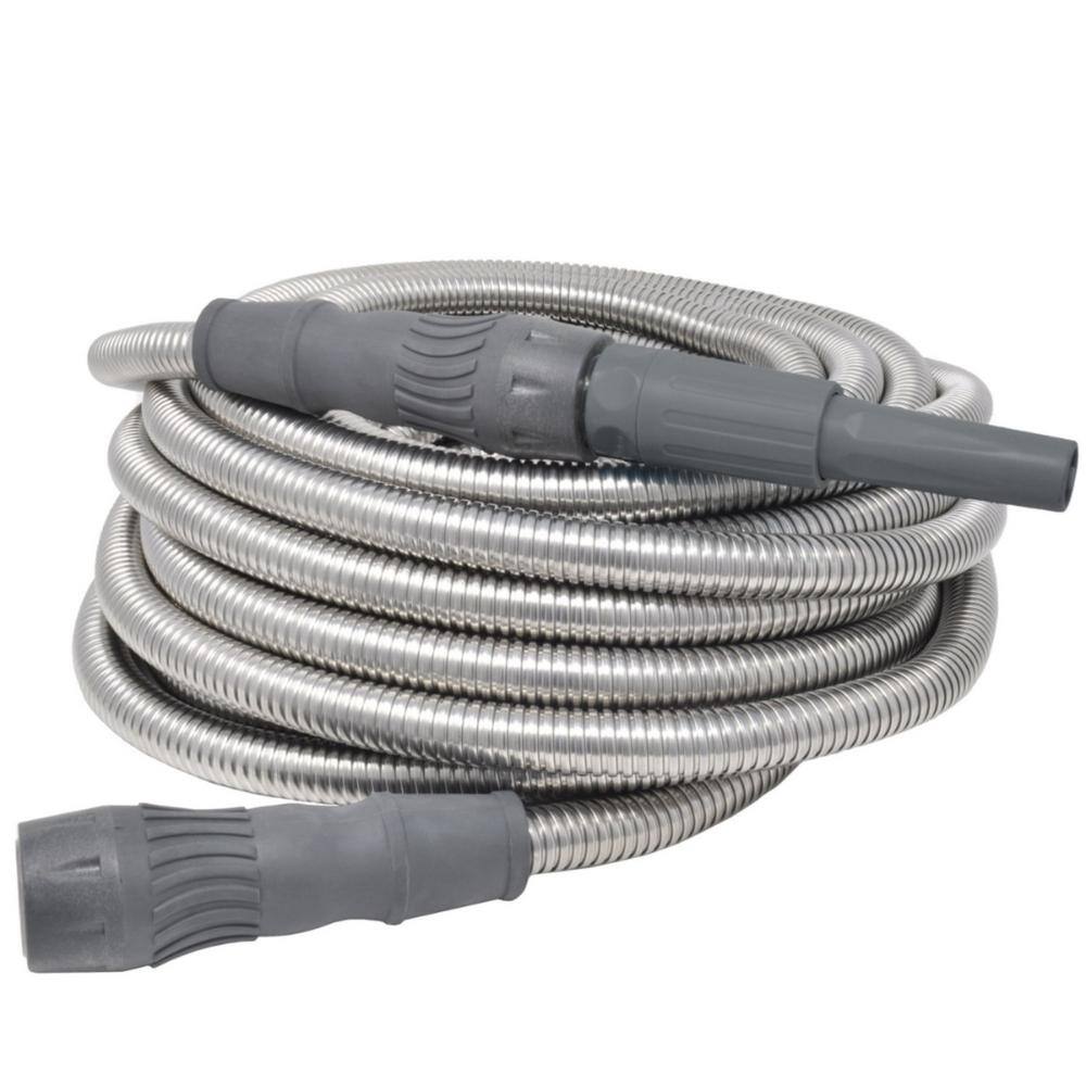 BERNINI FOUNTAINS Pro 58 in Dia x 50 ft. Length Heavy Duty Kink Free Metal Hose - Grey LG3943GY