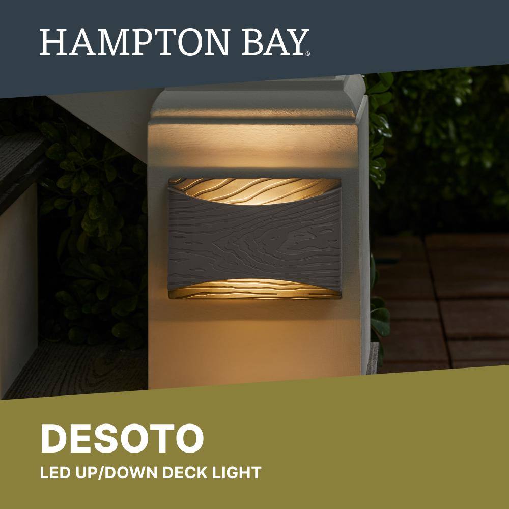 Hampton Bay Low Voltage Landscape Nantucket Gray Deck and Step Light with 1.2-Watt 50 Lumen Integrated LED LDS-G1WG3000K