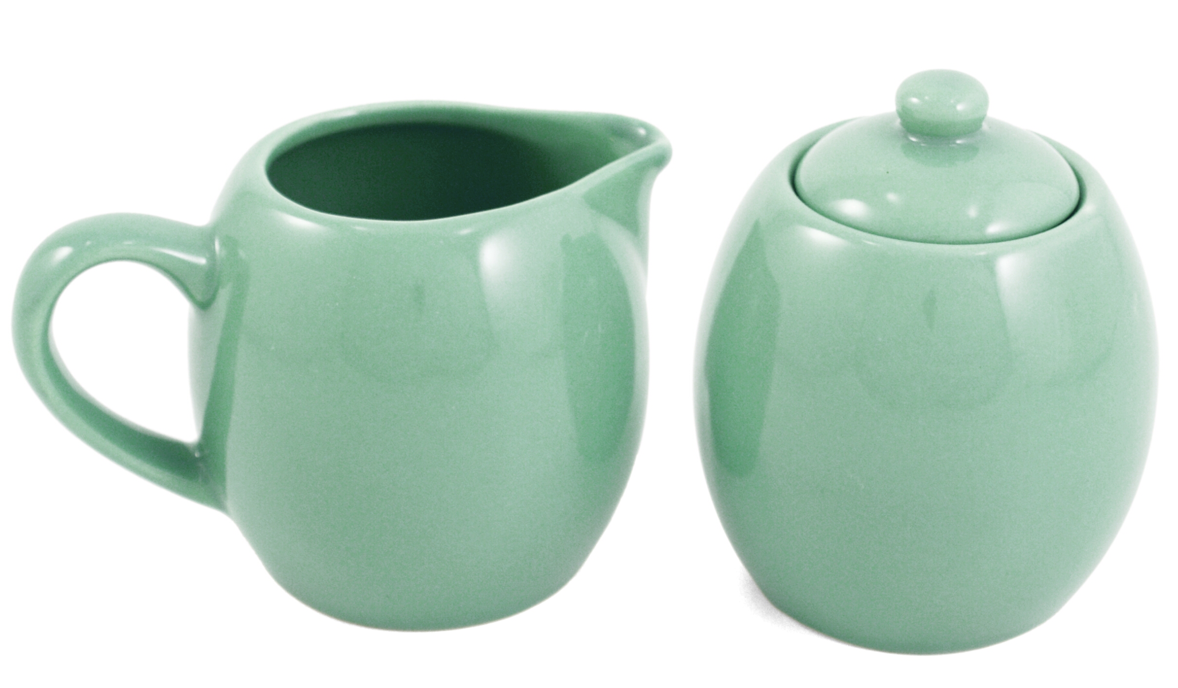 Seafoam Green Ceramic Creamer and Sugar Service Set with Lid