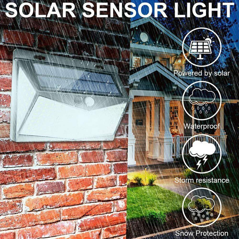 Outdoor LED Wall Light， Solar 4 Pack Home 208 LED Security Lights Outside Motion Sensor Lights for Garden ， Patio