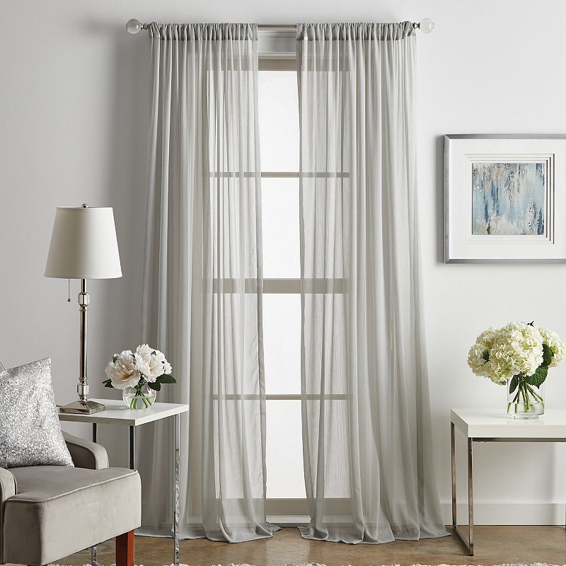 Martha Stewart Glacier Sheer Poletop 2 Window Curtain Panels