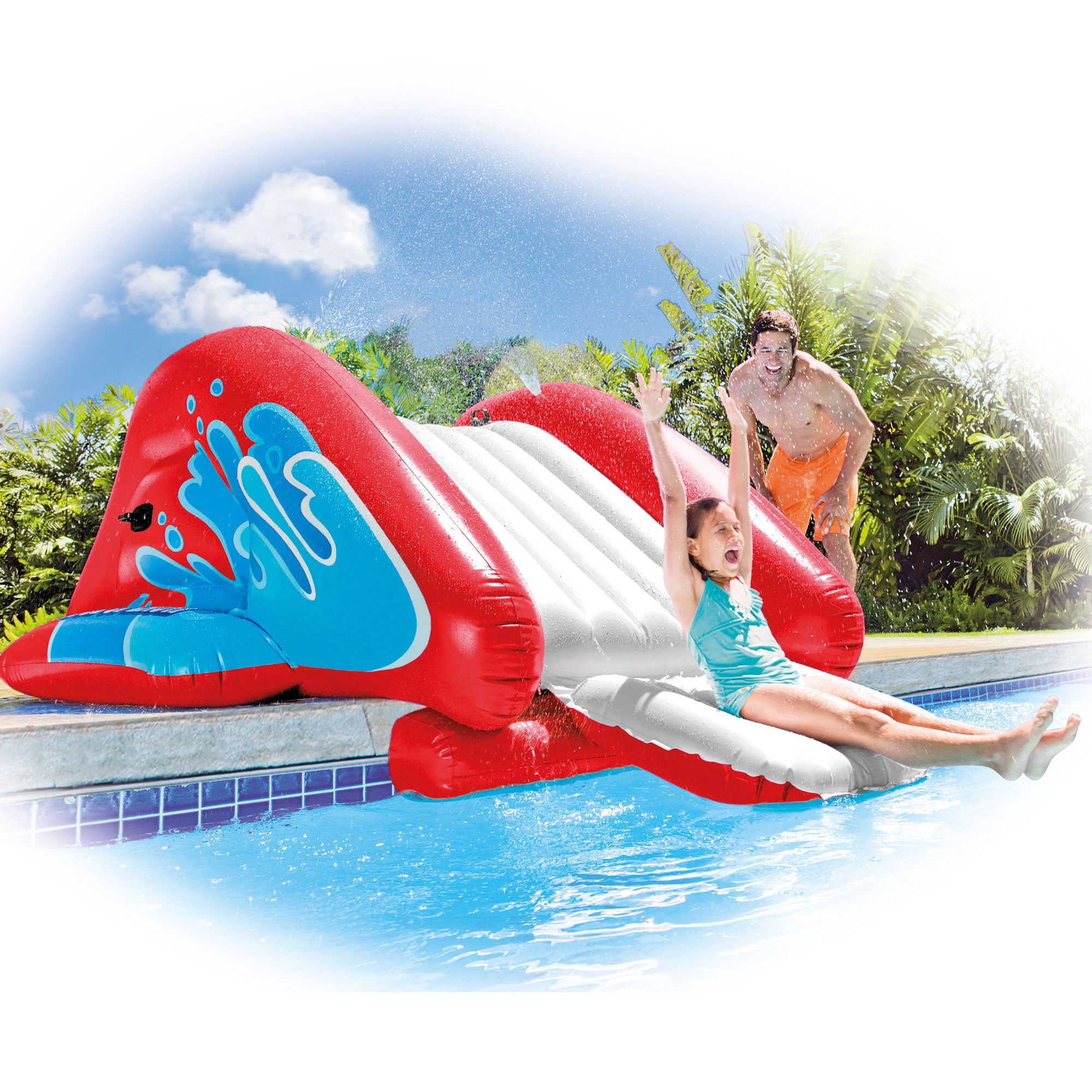 Intex Inflatable Pool Water Slide, Red & Intex Inflatable Pool Water Slide, Blue