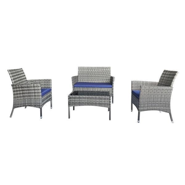 4 Piece Outdoor Patio Conversation Furniture