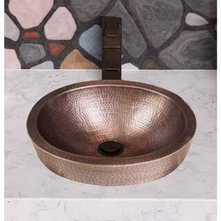 Monarch Abode 17 in. Hand Hammered Skirted Vessel Bathroom Sink in Pure Copper 17004