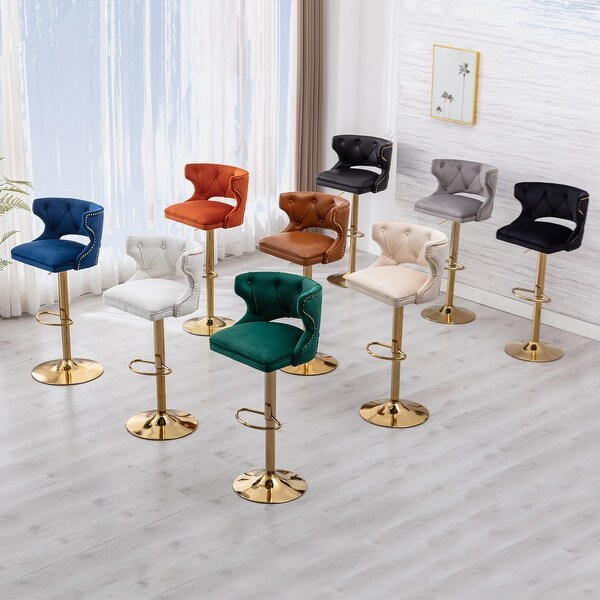 Modern 2PCS Bar Stools With Back and Footrest Counter Height