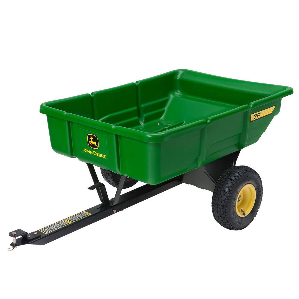 John Deere 450 lb. 7 cu. ft. Tow Behind Poly Utility Cart Dump Trailer with Universal Hitch LP21935