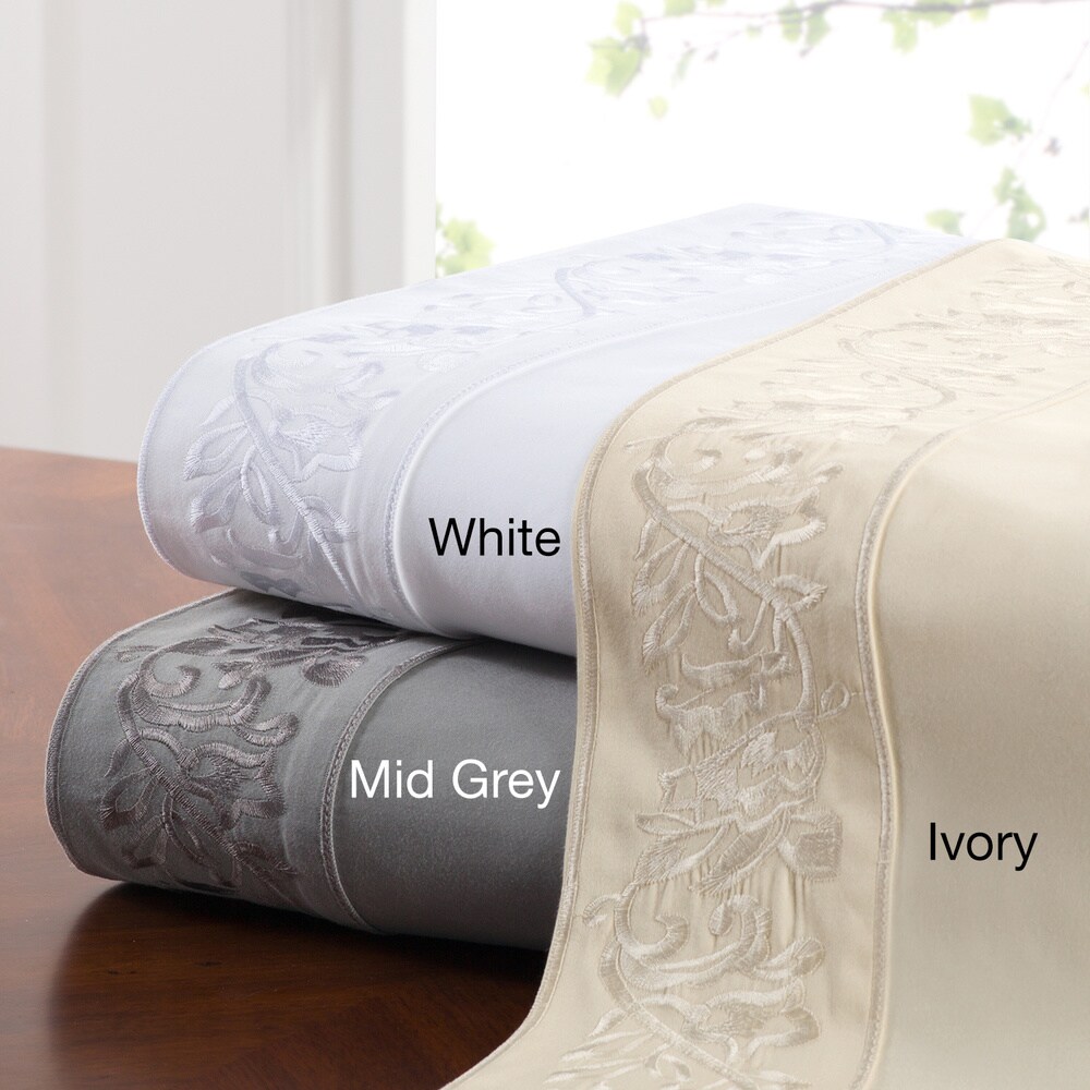 Leaf Embroidered Cotton High Quality Sheet Set